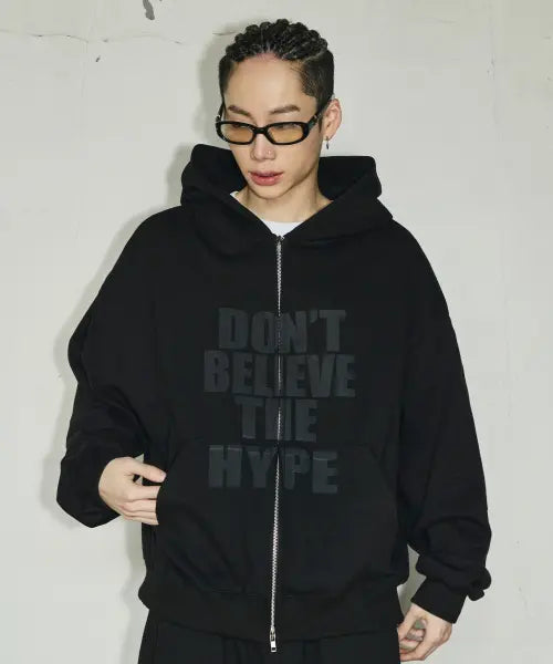 [SCALLYWAG] Lettering Oversized Hooded Zip-Up [Black] / 레터링 오버핏 후드 집업[블랙]