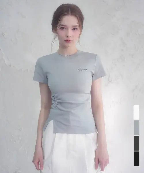 [VIVACIOUS] Roy Tuck Shirring T_4Colors / 로이 턱 셔링 티_4Colors