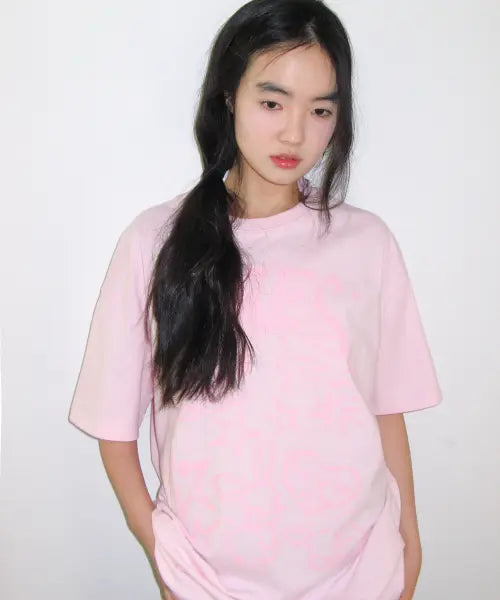 [AMES-WORLDWIDE] RABBIT ART DRAWING TEE PINK