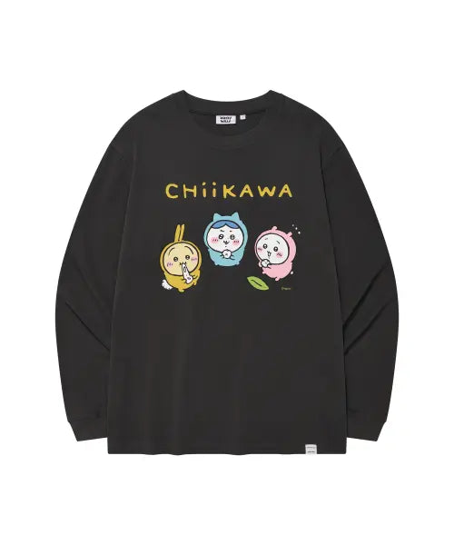 [WACKY WILLY] Munjakwi Color Graphic Long Sleeve T-Shirt Charcoal / 먼작귀 컬러 그래픽 긴팔티셔츠 차콜