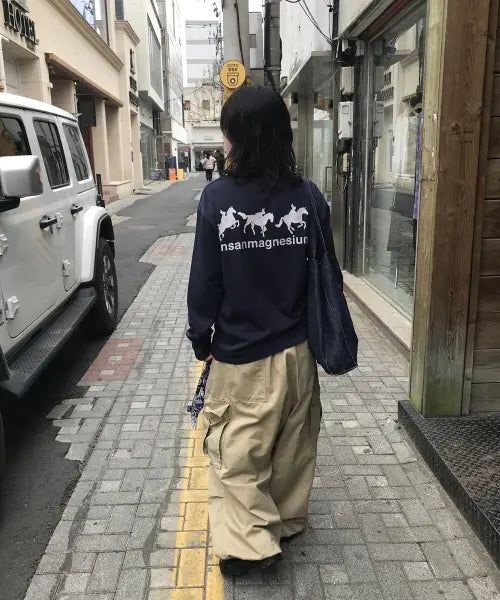 [TANSANMAGNESIUM] Horse Rabbit Long Sleeve (Navy) / 홀스 래빗 롱슬리브 (네이비)