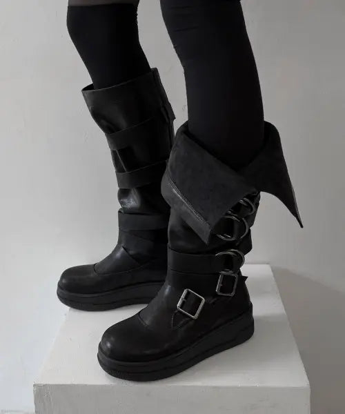 [IHCNIK] 103 matte buckle strap boots