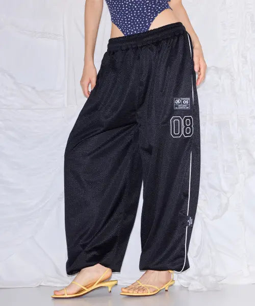 [THE MYSTERIOUS HOTEL] PATCH MESH PANTS [BLACK]