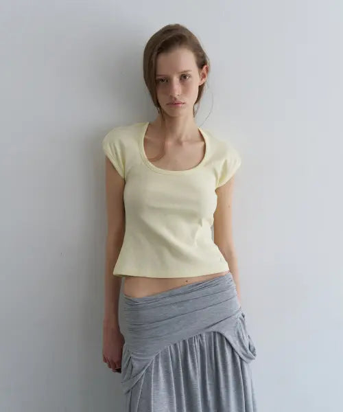 [OVERDUEFLAIR] SNAP SHOULDER T-SHIRT_LEMON