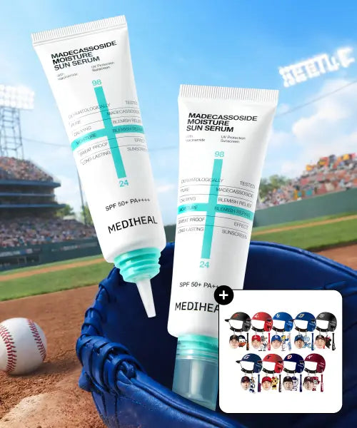 [MEDIHEAL] Madecassoside Moisture Sun Serum (with KBO Collaboration Player Keychain Gift) / [KBO 콜라보/선수키링 증정] 마데카소사이드 수분 선 세럼 흔적 리페어 2개