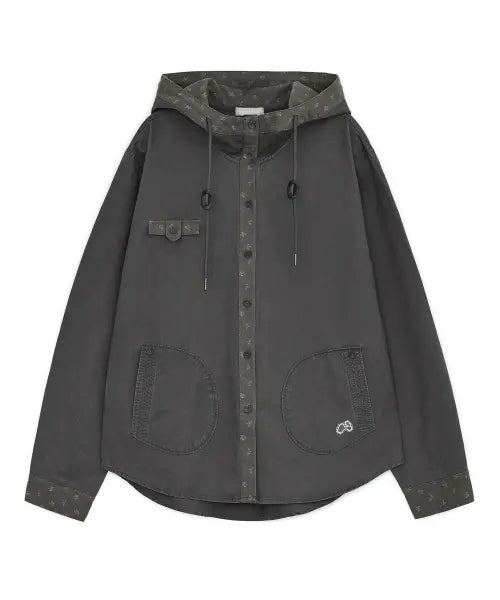 [HUG YOUR SKIN] Hooded shirt jacket (Brown) / 후드 셔츠 자켓 (브라운)