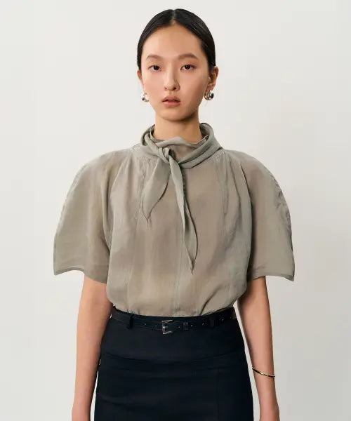 [MAYVERU] Yuno Tie blouse _ Mint