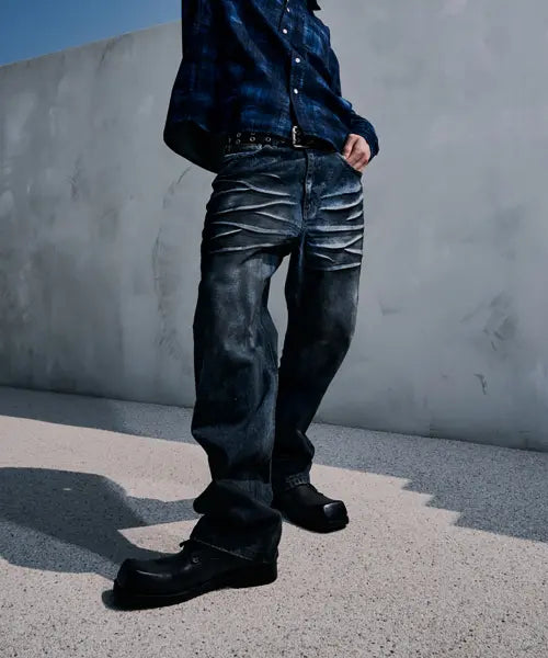 [CORNERBLESS] REGULAR SAGGING DIRTY DENIM PANTS