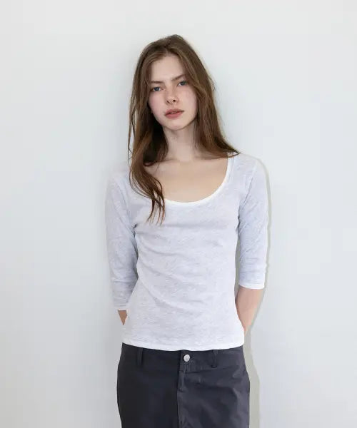 [THE LILLE] Double Layered Tee_Light Gray