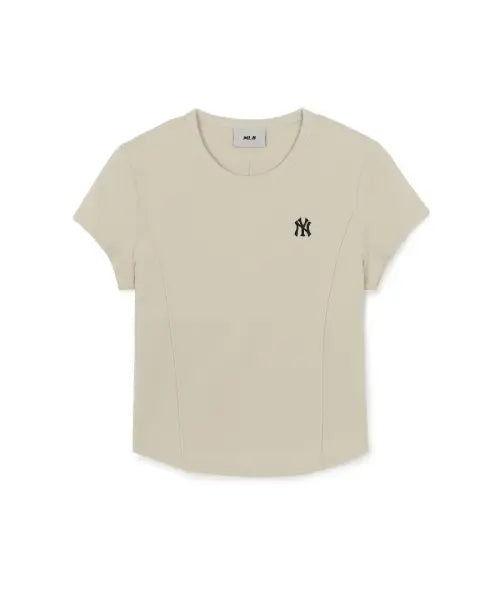 [MLB] Women's Slim Fit Cap Sleeve Cropped T-Shirt (L.Sand) / 여성 슬림 크롭핏 캡소매 반팔 티셔츠 NY (L.Sand)