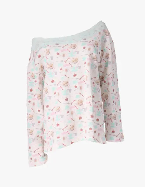 [HONKYO] Off - Shoulder Loose Top- Tea Party