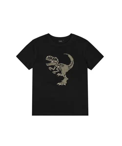 [AAKAM] Dino Patch Half Top (Black)