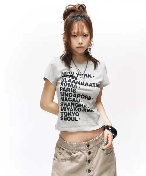[SCHISM INDUCING] WORLDLINE GRAPHIC T SHIRT GREY