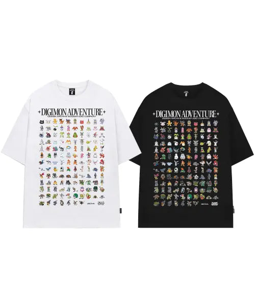 [ODDSTUDIO] Digimon All Characters Overfit T-shirt - 2 Colors / [디지몬 어드벤처] Digimon All Characters Overfit T-shirt - 2COLOR