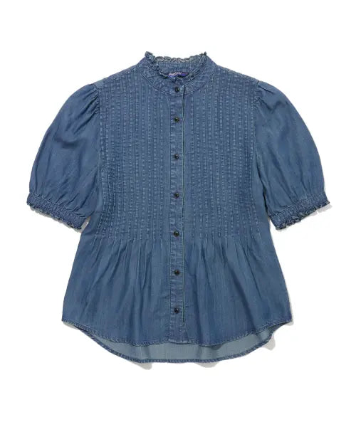 [PENFIELD] Pleated Detail Check Shirt Indigo / 핀턱 디테일 체크셔츠 인디고_FS2WR23F