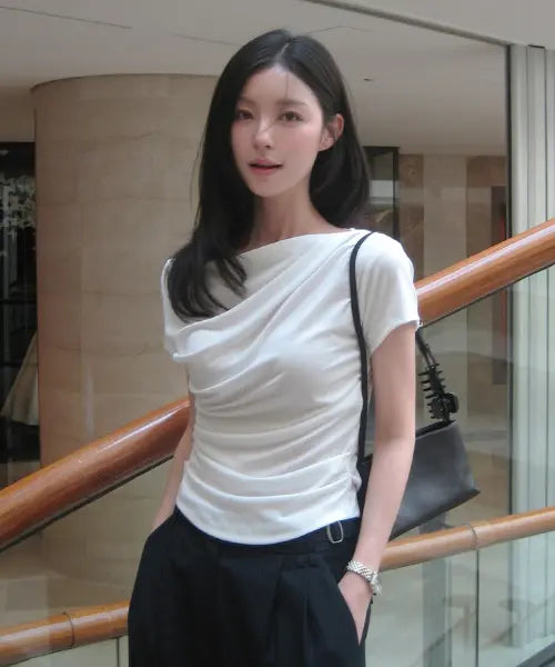 [LOOKAST] SIA TENCEL DRAPED T-SHIRT / 시아 텐셀 드레이프 티셔츠 / SIA TENCEL DRAPED T-SHIRT_3colors