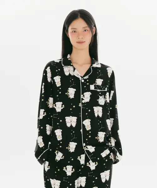 [SPAO] GANADIE Long Sleeve Pajamas (Black) / [가나디] 긴팔 파자마(Black)_SPPPG49U07