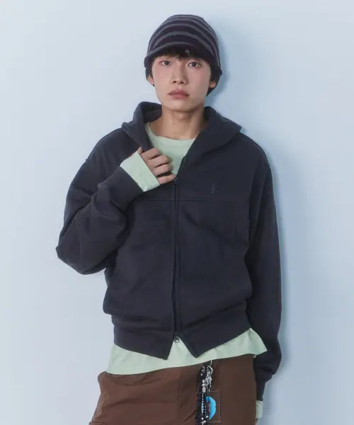 [CGP] Symbol Point Hooded Zip-Up (with Long Sleeves) - Charcoal / 심볼 포인트 후드 집업(with 롱슬리브)-차콜