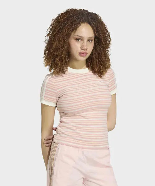 [ADIDAS] STRIPED TEE         SANPIN / 서머 글로우 슬림 스트라이프 티 - 샌디핑크 / KY8116