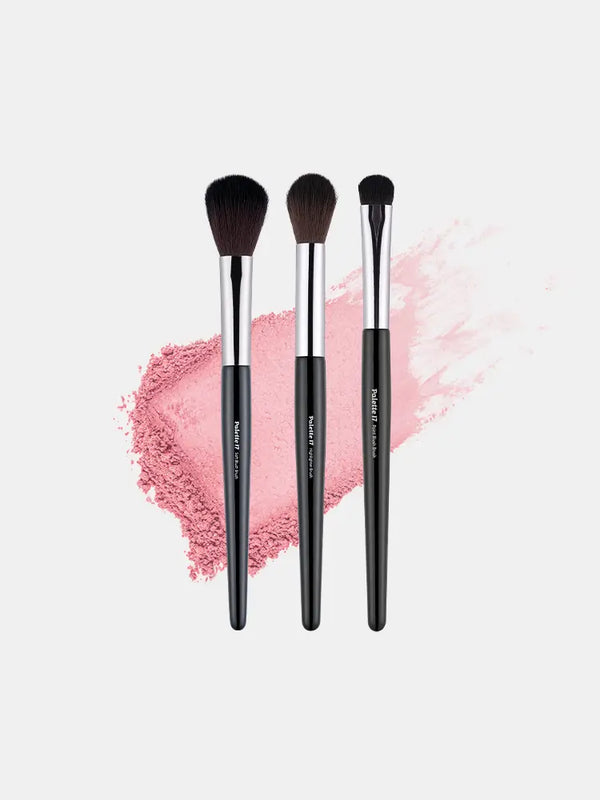 [DAISO] Glow Up Dimensional Contour Palette Blush Highlighter Brush Set (3pcs) / [글로우업 입체 표현]팔레트17 블러셔 하이라이터 브러쉬 세트 3개입