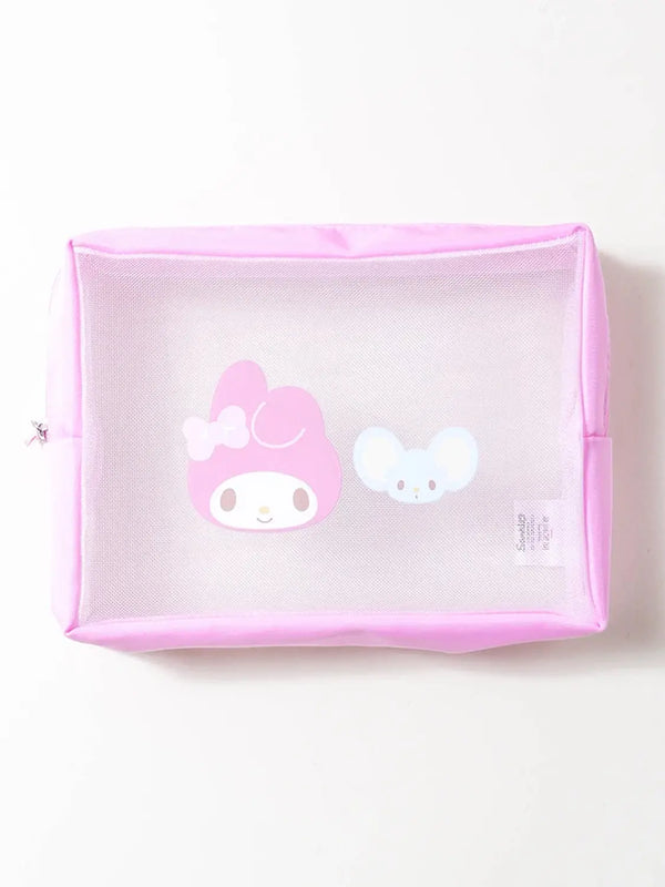 [DAISO] My Melody Large Square Mesh Pouch / 마이멜로디 사각 메쉬 파우치 대형