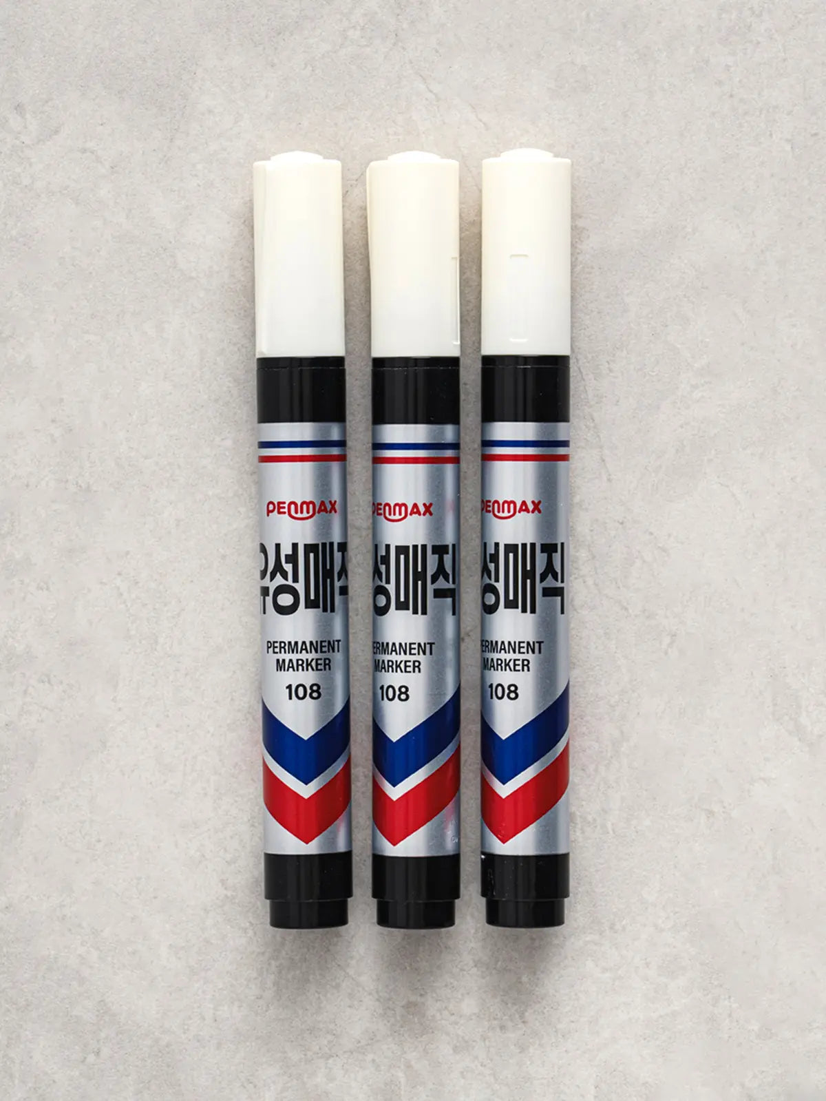 [DAISO] Set of 3 Round Tip Permanent Markers - Black / 둥근 닙 유성 매직 3개입 블랙