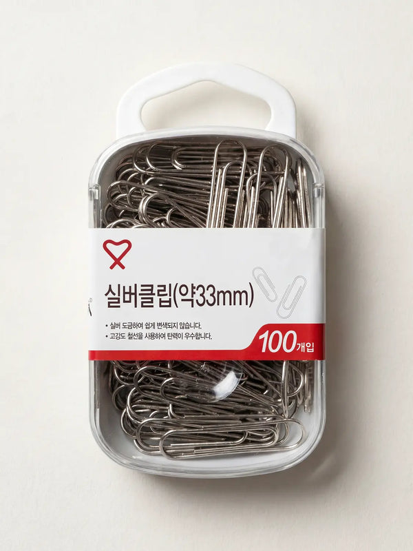 [DAISO] Silver Clips, 33mm, Pack of 100 / 실버클립 33mm 100개입