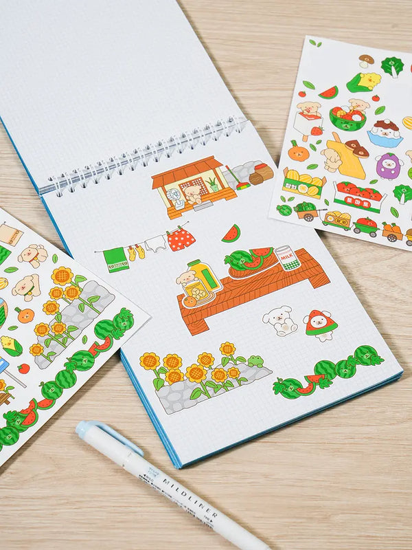 [DAISO] Countryside Vacation Big Upoji Stickers (2-Pack) / 시골휴가 빅 유포지 스티커 2매입