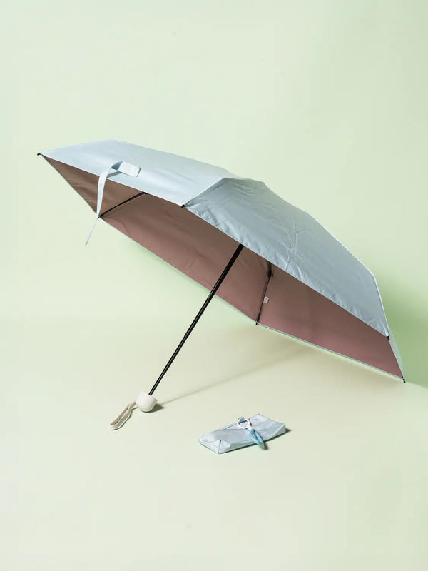 [DAISO] Color Blocked Sun Umbrella with Strap (UV 99% Protection) - 50 cm / [UV 최대 99% 차단] 스트랩 포함 컬러 암막 5단 우양산 6K 50 cm 블루