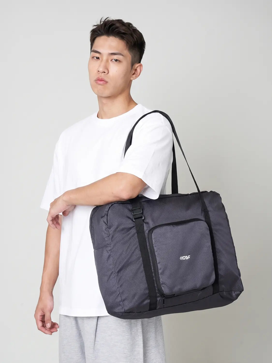 [DAISO] Lecaf Packable Boston Bag Charcoal / 르까프 패커블 보스턴백 차콜
