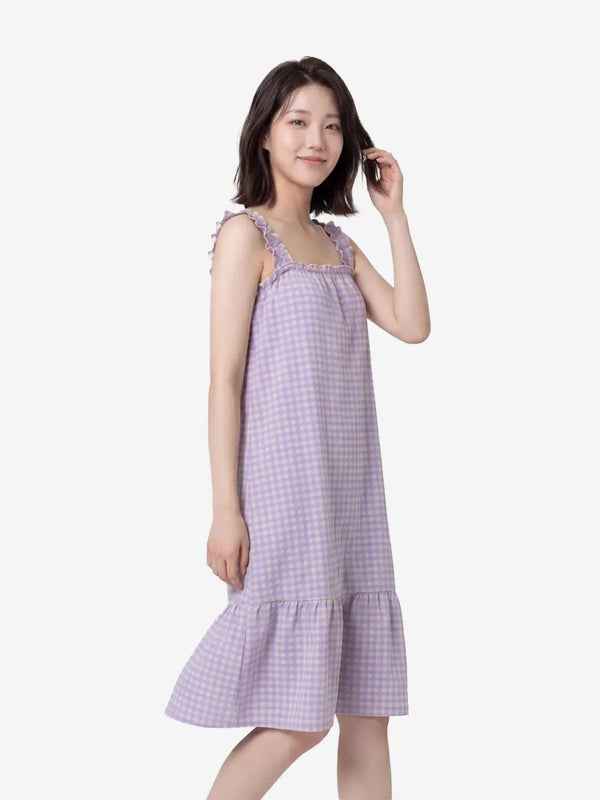 [DAISO] Shoulder Banding Dress - Purple / 어깨 밴딩 원피스 퍼플