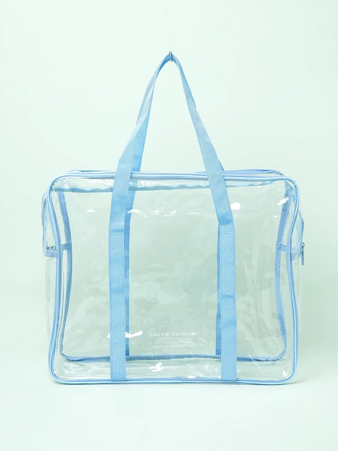 [DAISO] Lettering Clear Tote Bag Large - Blue / 레터링 투명 토트백 대형 블루