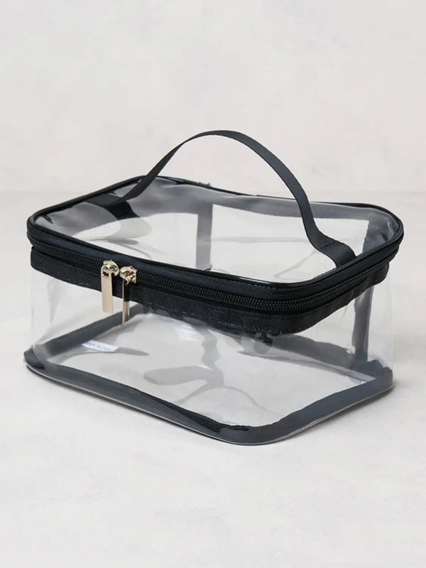 [DAISO] Transparent Window Square Pouch - Black / 투명창 사각 파우치 블랙