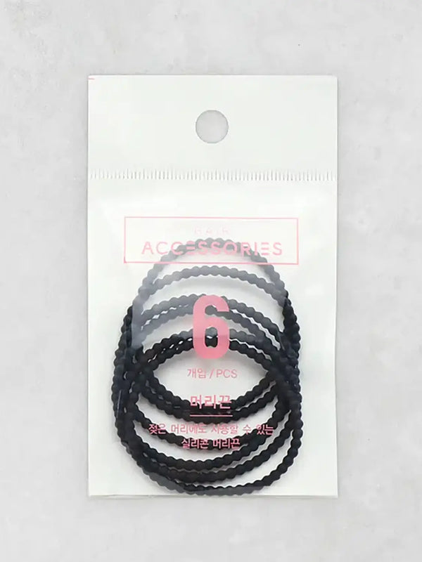 [DAISO] Silicone Hair Ties (6-Pack) / 실리콘 머리끈 6P