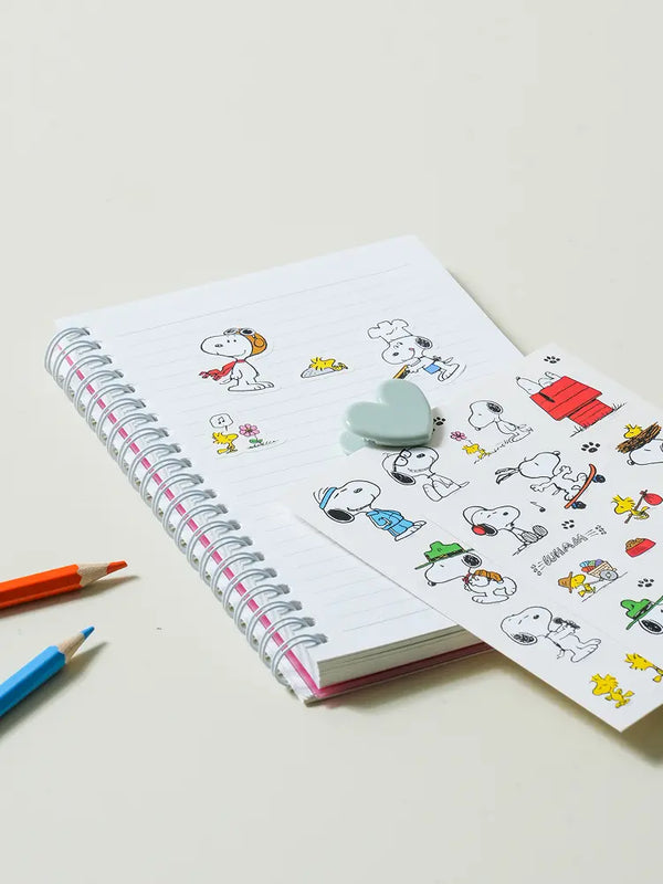 [DAISO] Peanuts Eugene Sticker Set (3 sheets) - Snoopy & Woodstock / 피너츠 유포지 스티커 3매입 스누피와 우드스탁