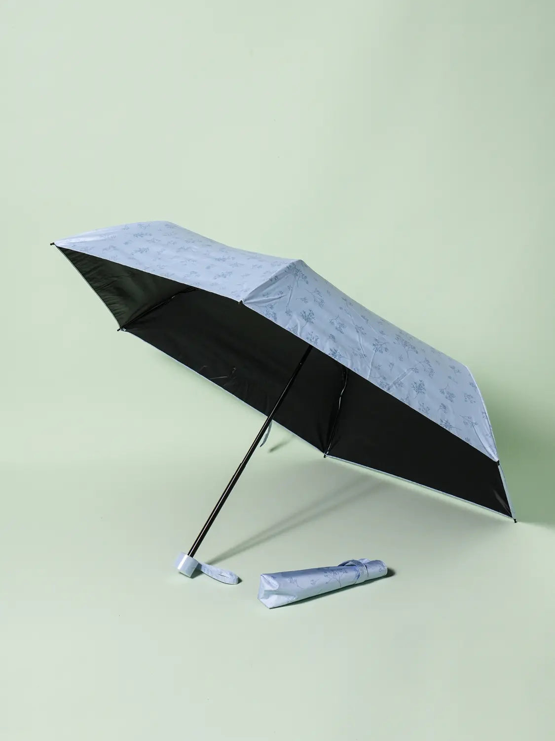 [DAISO] Mini Flower 3-Section Automatic Folding Umbrella (UV 99% Block) - 49cm, Blue / [UV 최대 99% 차단] 미니 플라워 3단 암막 우양산 6K 49 cm 블루