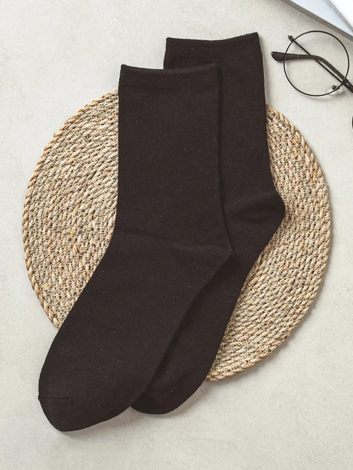 [Monput] Monfoot Men's Basic Mid-Calf Socks - Black / 몬풋 남성 기본 중목 양말 블랙