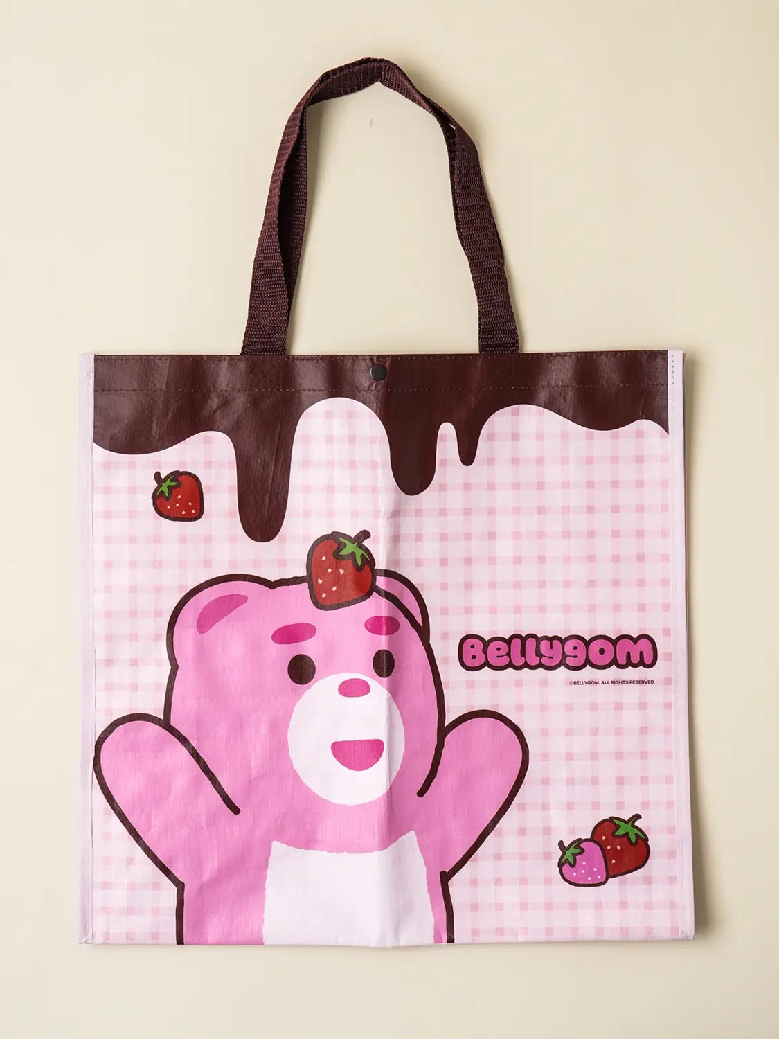 [DAISO] Bellygom Strawberry Tartan Bag / 벨리곰 스트로베리 타포린 백