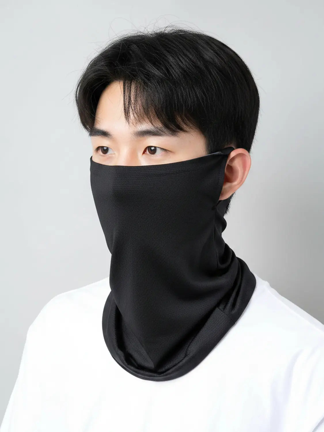 [DAISO] Jacquard Earring Style Long Scarf - Black / [UV 최대 98% 차단] 자카드 귀걸이식 롱 스카프 블랙