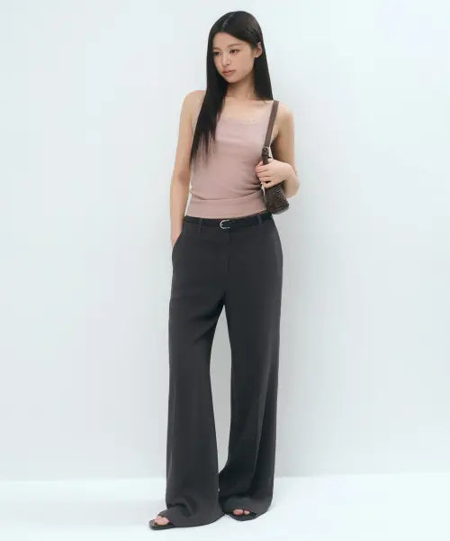 [MUSINSA STANDARD WOMAN] Women's Fluid Low Waist Wide Slacks [Grey] / 우먼즈 플루이드 로 웨이스트 와이드 슬랙스 [그레이]