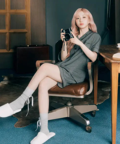 [DOSSY] Silk Fit Dust Short Sleeve Couple Pajama Set / 실크핏 더스트 반팔 커플 잠옷 세트