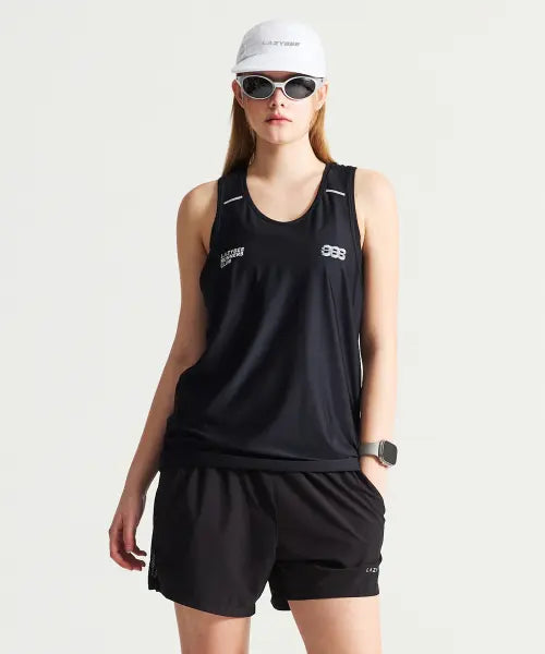 [LAZYBEE] Airbreeze Running Singlet + 5-Inch Shorts Set - Black / [SET] 에어브리즈 러닝 싱글렛 + 5인치 쇼츠 반바지 세트 W 블랙