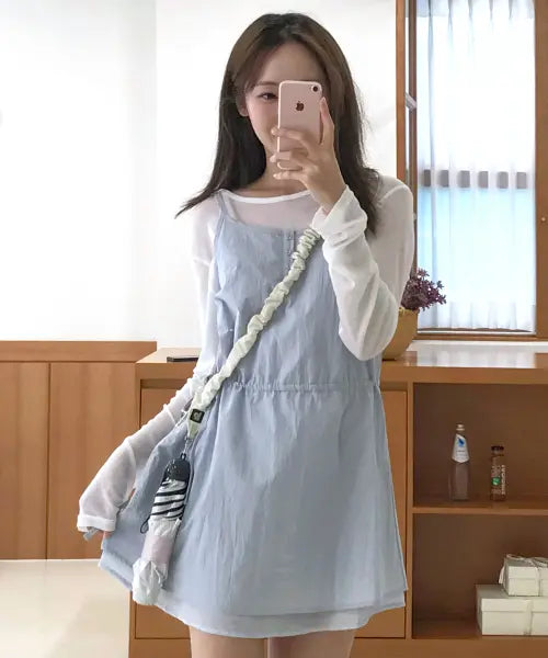 [KIIMUIR] (Women) Layered Sleeveless Dress_Sky Blue / (우먼) 레이어드 슬리브리스 원피스_스카이 블루