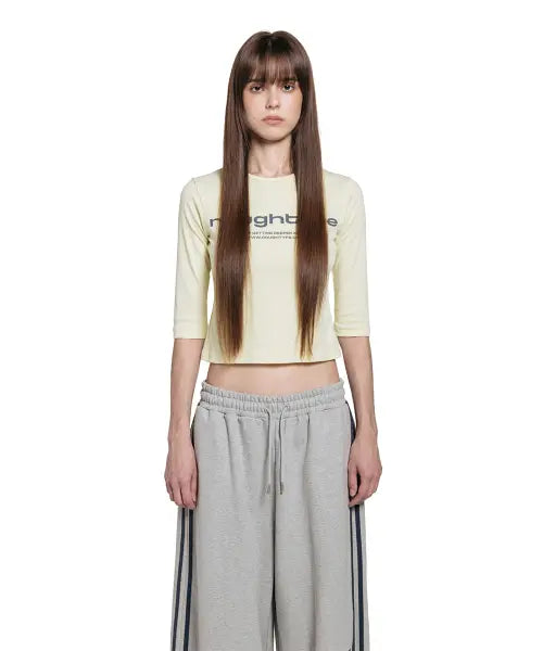 [ROUGHTYPE] Lettering U-neck Half-sleeved T-shirt - Lemon