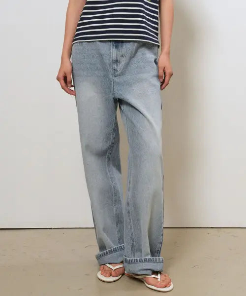 [GENERALIDEA] woman semi wide denim pants [light blue] / 세미 와이드 데님 팬츠 [LIGHT BLUE] / GF2LPT510