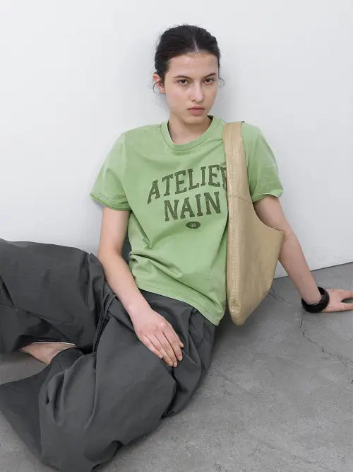 [ATELIER NAIN] VINTAGE LOGO PIGMENT TEE (T-7161)