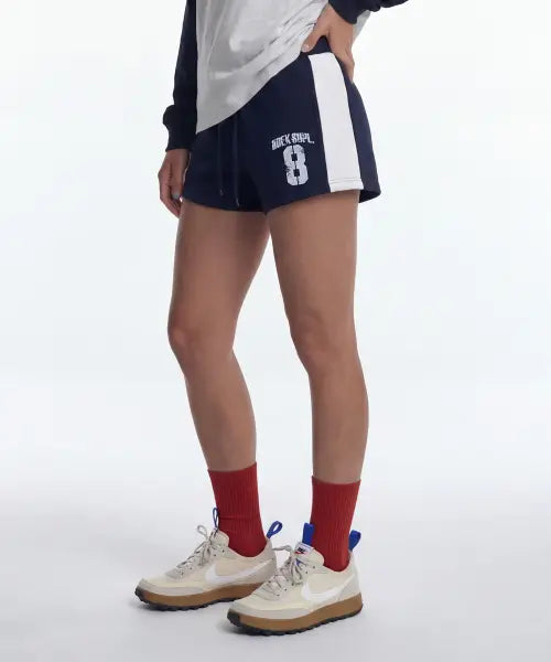 [HDEX] Number 8 Color Line Sweat Shorts W Navy / 넘버8 컬러 라인 스웨트 쇼츠 W (Navy)