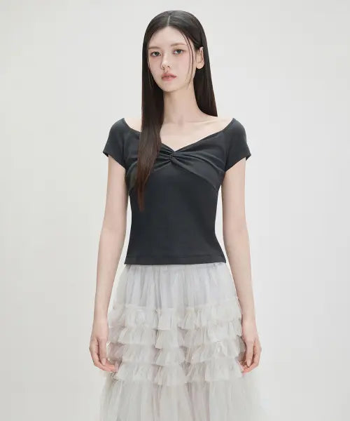 [MIXXO] Twisted Short Sleeve T-Shirt_MIWHWG623A / 꼬임 반팔 티셔츠_MIWHWG623A