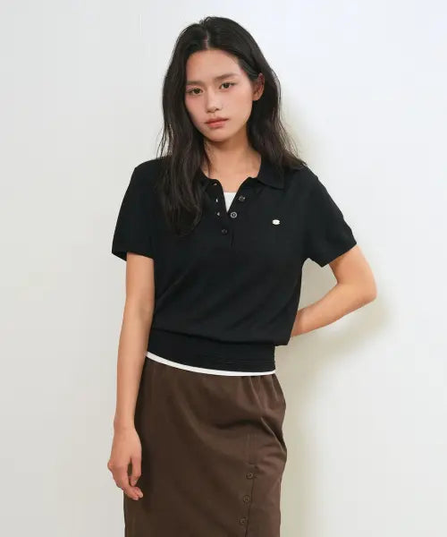 [GENERALIDEA] woman airy essential collar half knit [black] / 에어리 에센셜 카라 하프 니트 [BLACK] / WBE2L05513
