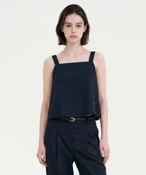 [LOOKAST] MIRELLE Tucked Sleeveless Top - Navy / 미렐르 턱 디테일 슬리브리스 탑_네이비 / MIRELLE TUCKED SLEEVELESS TOP_NAVY